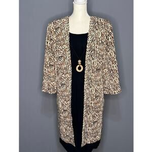 Perceptions by Irene B Animal Print Jacket W/ Attached Black Dress & Jewelry